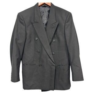 Gino Cappelli Double Breasted Blazer‎ Wool Blend Jacket Coat Black Men's 40R